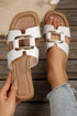 Modern Cutout Metal Accent Square Toe Slipper