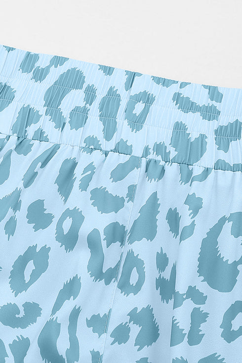 All Over Leopard Print High Waisted Casual Shorts