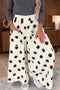 Wide Leg Polka Dot Elastic Waist Pants