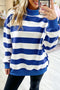 Cotton Striped Pattern Mock Neck Relaxed Sweatshirt