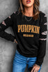 Slashed Sleeve Leopard Pumpkin Graphic Sweatshirt