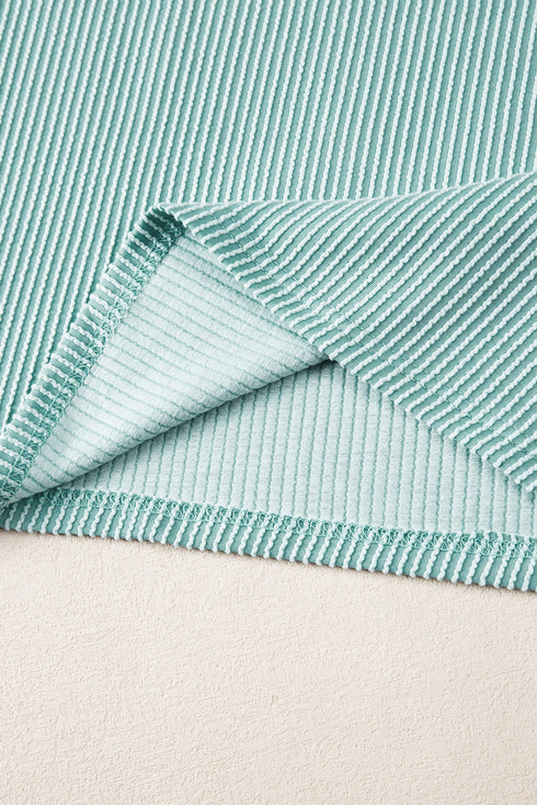 Corded Ribbed Knit Loose Fit Tee And Short Set