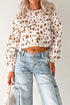 Leopard Print Dropped Shoulder Round Neck Sweatshirt