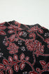 Retro Floral Print Long Sleeve Mesh Maxi Dress