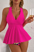 Empire Waist V Neck Flounce Hem Swim Tankini Top