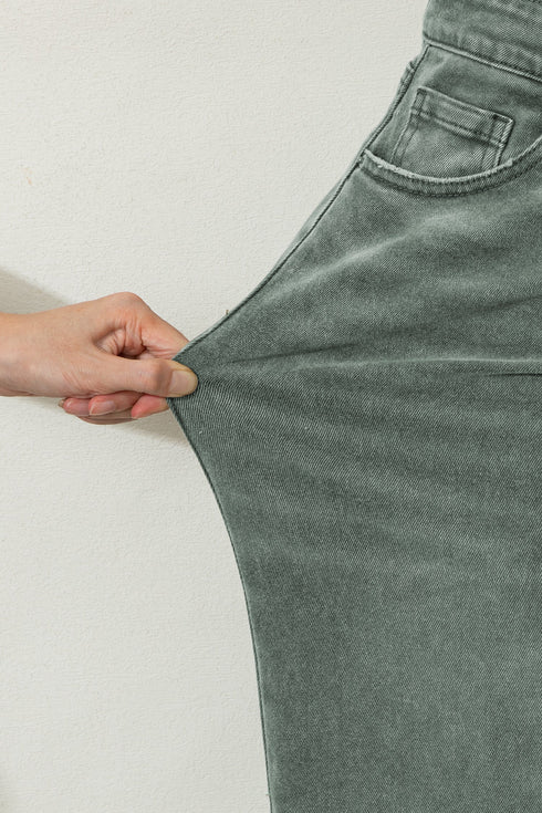 Distressed Raw Edge Wide Leg Denim Jeans