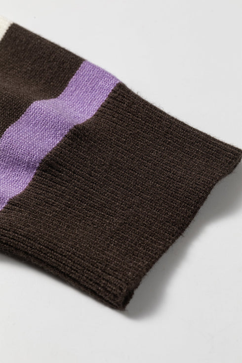 Stripe Embroidered Detail Drop Shoulder Pullover Sweater