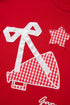 Gingham Patch Embroidered Rugby Print Stars Sweatshirt