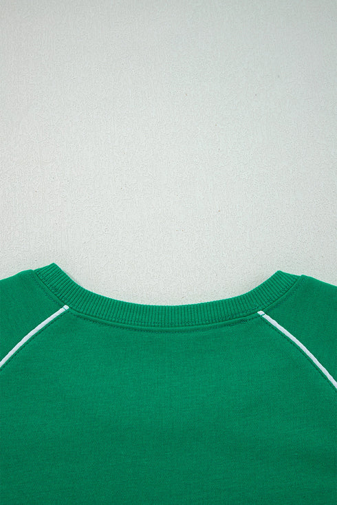 Contrast Trim Crewneck Pullover Mini Skirt Two Piece Dress