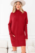 Cozy Mock Neck Ribbed Cuff Pocket Sweater Dress