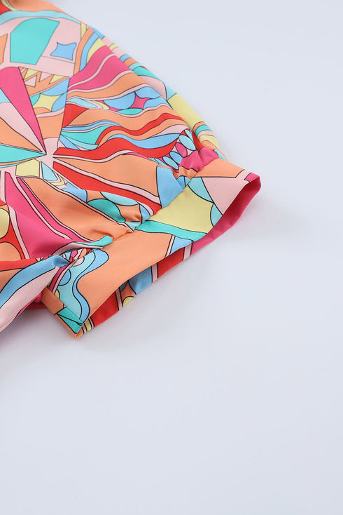 Abstract Geometric Print Relaxed Fit Button Up Shirt