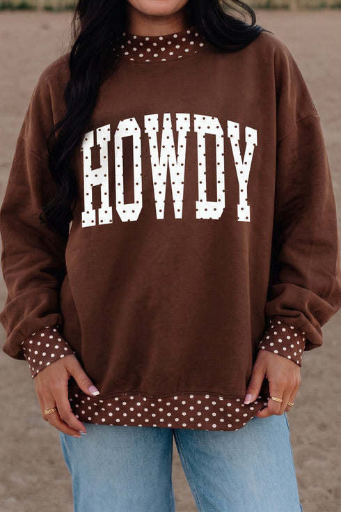 Howdy Polka Dot High Neck Baggy Pullover Sweatshirt