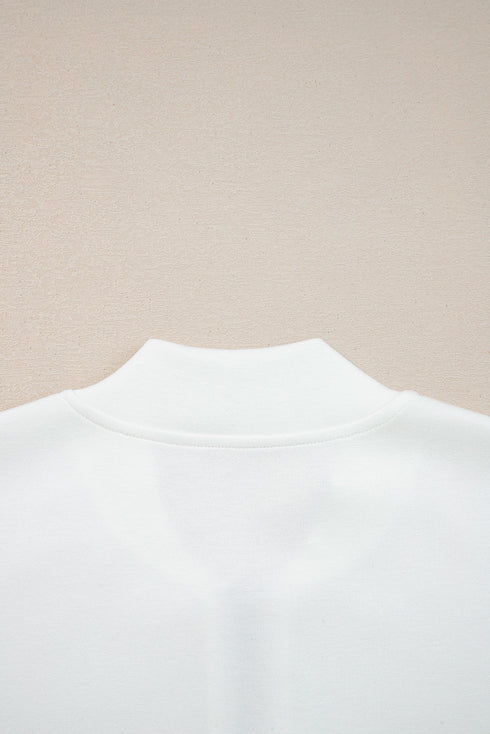 Casual Zip Up Knit Puff Sleeve Jacket