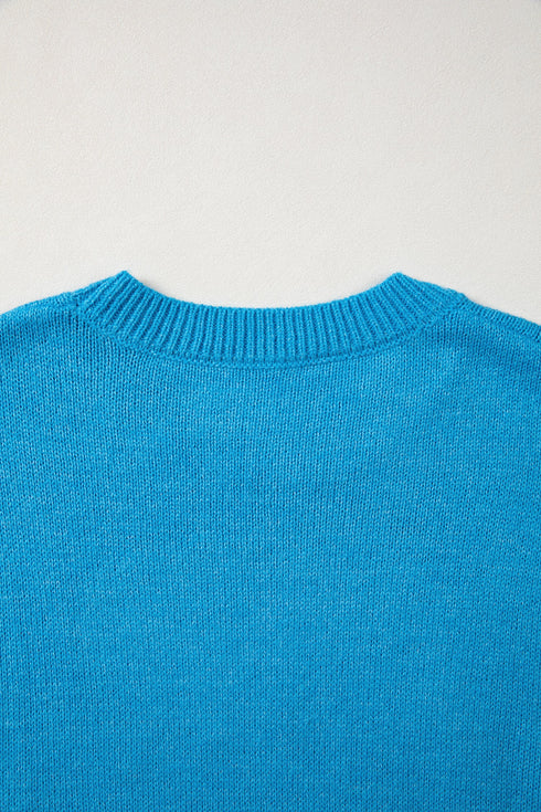 Acrylic Western Embroidery Drop Shoulder Pullover Sweater