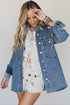 Rivet Embellished Western Regular Fit Long Sleeve Denim Jacket