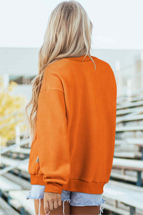Polyester Oversize Print Mock Neck Reversible Sweatshirt