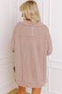 Twist Ribbed Zip Collar Drop Shoulder Long Sleeve Top