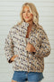 Camouflage Quilted Metal Button Collared Puffer Coat