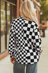 Checkered Print Flap Pocket Button Front Shacket