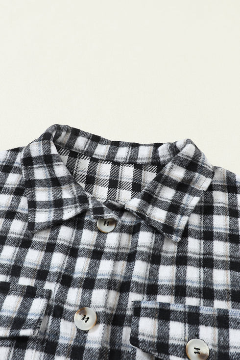 Casual Plaid Print Button Front Tunic Shacket