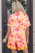 Pumpkin Print Pocket Placket Shell Button Lounge Set