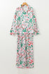 Christmas Berries Plant Print Satin Wide Leg Sleepwear Set