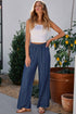 Soft Denim Smocked High Waist Wide Leg Jeans