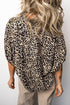 Leopard Trim V Neck Half Sleeve Western Dolman Blouse