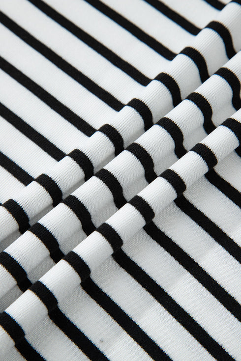 Preppy Striped Half Button Top And Short Set