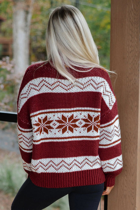 Geometric Pattern Zip Up Long Sleeve Cardigan