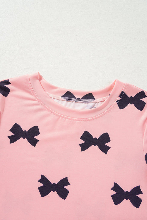Bow Print Two Piece Short Lounge Set