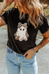 Checkered Leopard Ghost Print Round Neck Tee