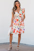 Floral Double Ruffle Sleeve V Neck High Waist Mini Dress