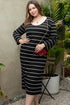 Striped Print Loose Fit Long Shift Dress