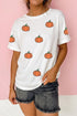 Sequined Star Pumpkin Graphic Round Neck Tee