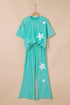 Acid Wash Star Applique Rolled Trim Pants Set