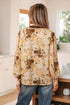 All Over Paisley Tie Neck Bohemian Long Sleeve Blouse