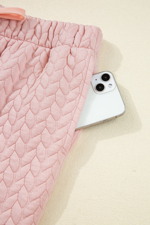 Braided Textured Ruffle Hem Wide Leg Pant Set