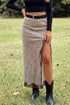 Leopard Print Trim Split Long Western Satin Skirt