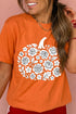 Floral Pumpkin Graphic Cuffed Sleeve Statement Tee