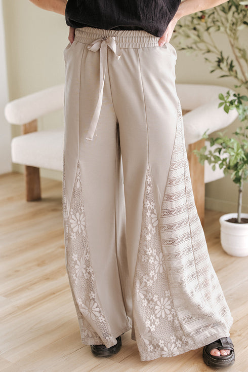Bohemian Sheer Lace Patchwork Wide Leg Pants