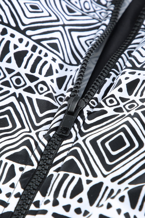 Sleeveless Geometric Print Zip Front Dress