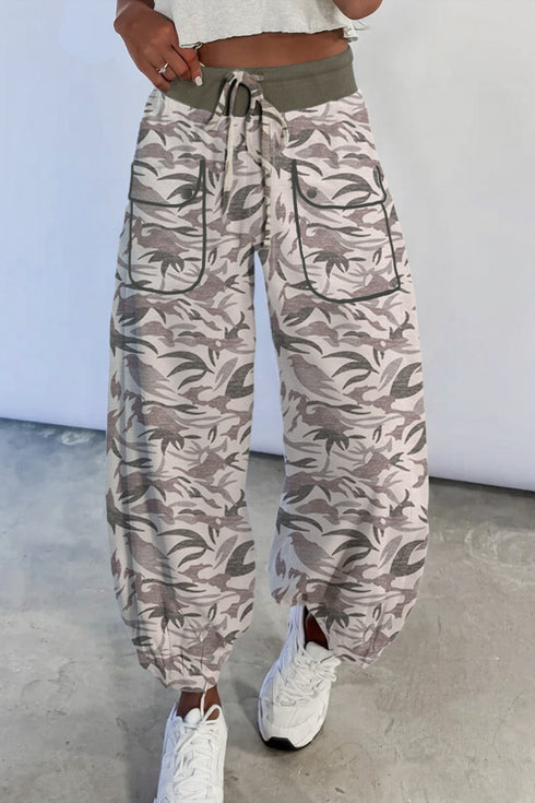 Casual Camouflage Print Drawstring Waist Jogger Pants