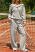 Zip Sailor Collar Pullover Seam Detail Athleisure Pant Set