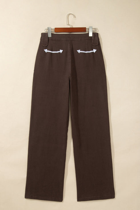 Button Fly Decorative Belt Loops Straight Leg Jeans