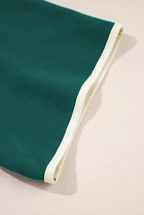 Contrast Trim Drop Shoulder Two Piece Skort Set