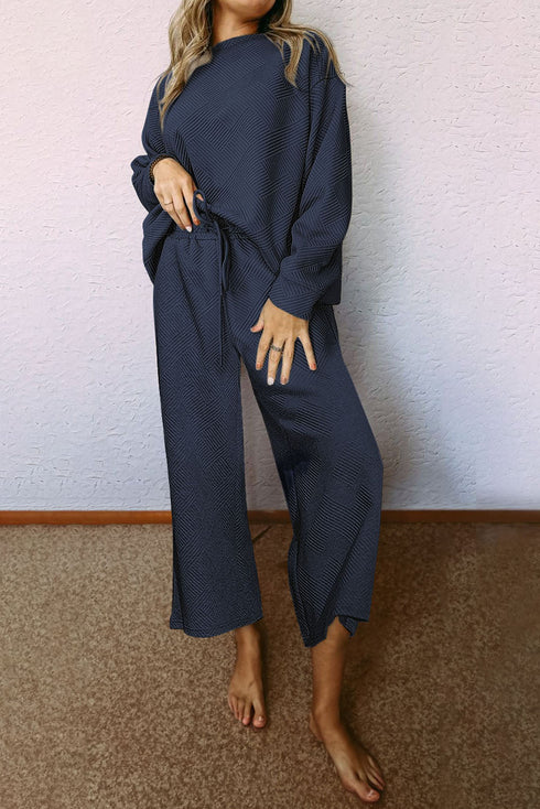 Ultra Loose Textured Slouchy Matching Pant Set