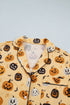 Pumpkin Face Print Ruffle Long Sleeve Two Piece Lounge Set