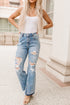 Distressed High Waisted Denim Southern Belle Flare Jeans
