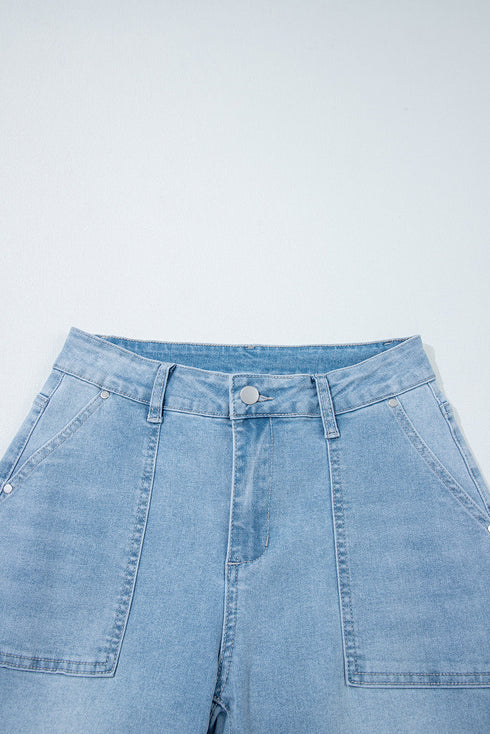 High Rise Relaxed Fit Patch Pocket Barrel Jeans